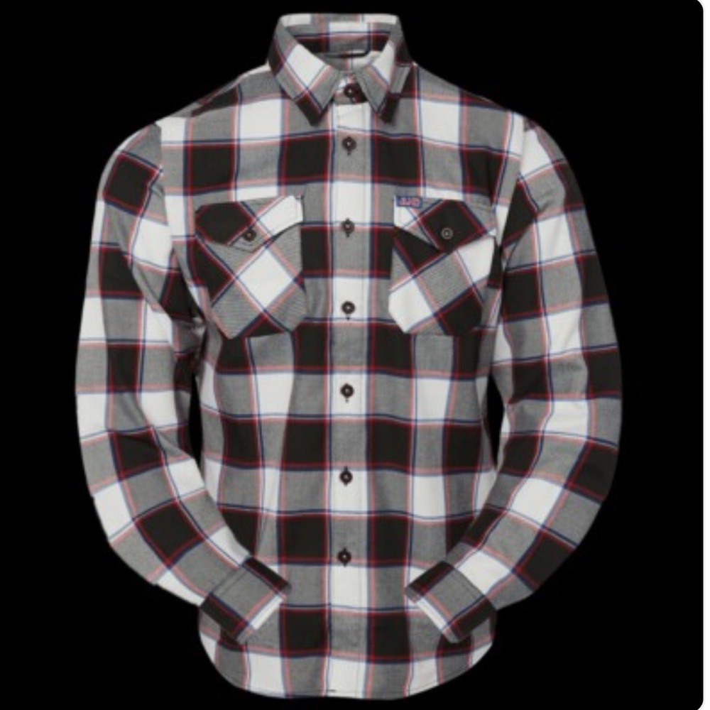 Dixxon Boat Tail JHLD Flannel Long Sleeve Button Down White Black Red Plaid 2XT